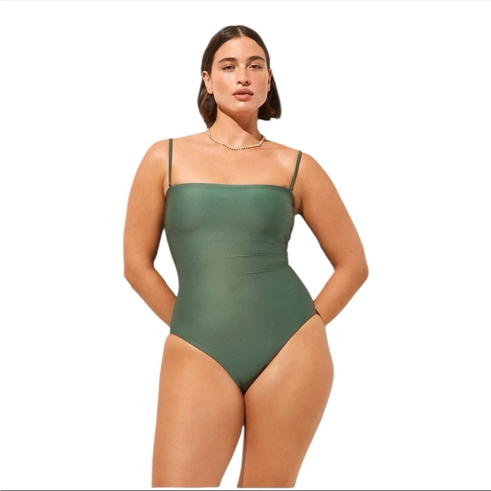 J Crew Gemma bandeau one piece swimsuit Classic Sculpt Green bathing suit 16 new